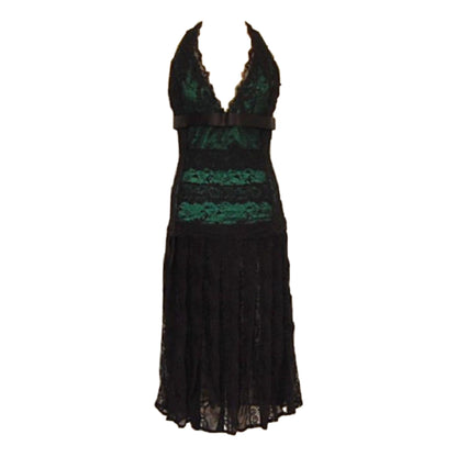 Dolce & Gabbana Lace Halterneck Sheer Pleated Skirt Dress