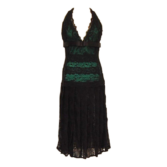 Dolce & Gabbana Lace Halterneck Sheer Pleated Skirt Dress