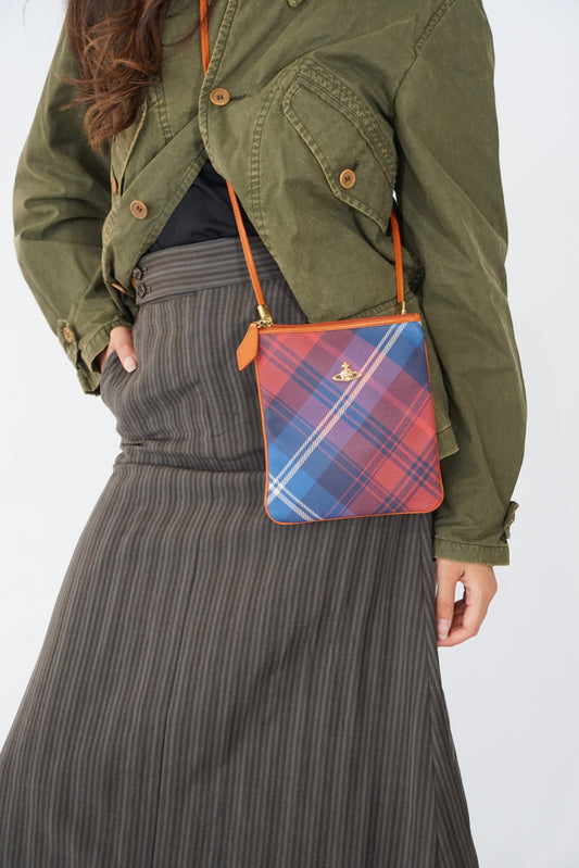 Vivienne Westwood Crossbody Plaid Leather Bag