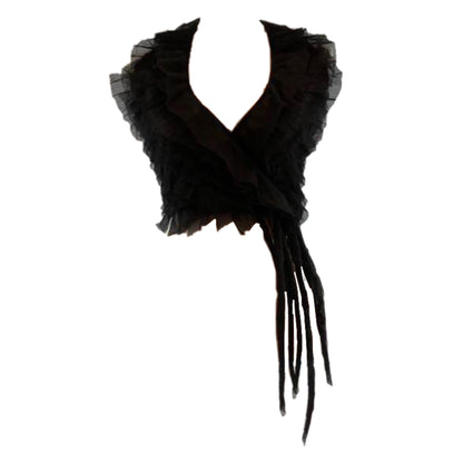 Jean Paul Gaultier Mesh Ruffle Halterneck Tie Vest Top