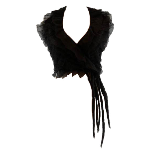 Jean Paul Gaultier Mesh Ruffle Halterneck Tie Vest Top