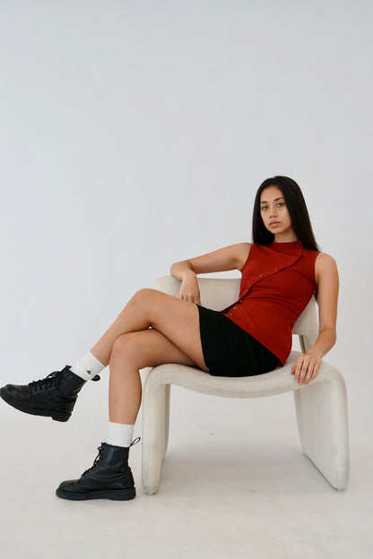 Bally Snap Assymetrical Button Sless Blouse