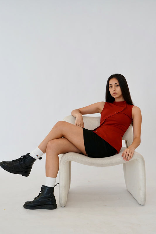 Bally Snap Assymetrical Button Sless Blouse