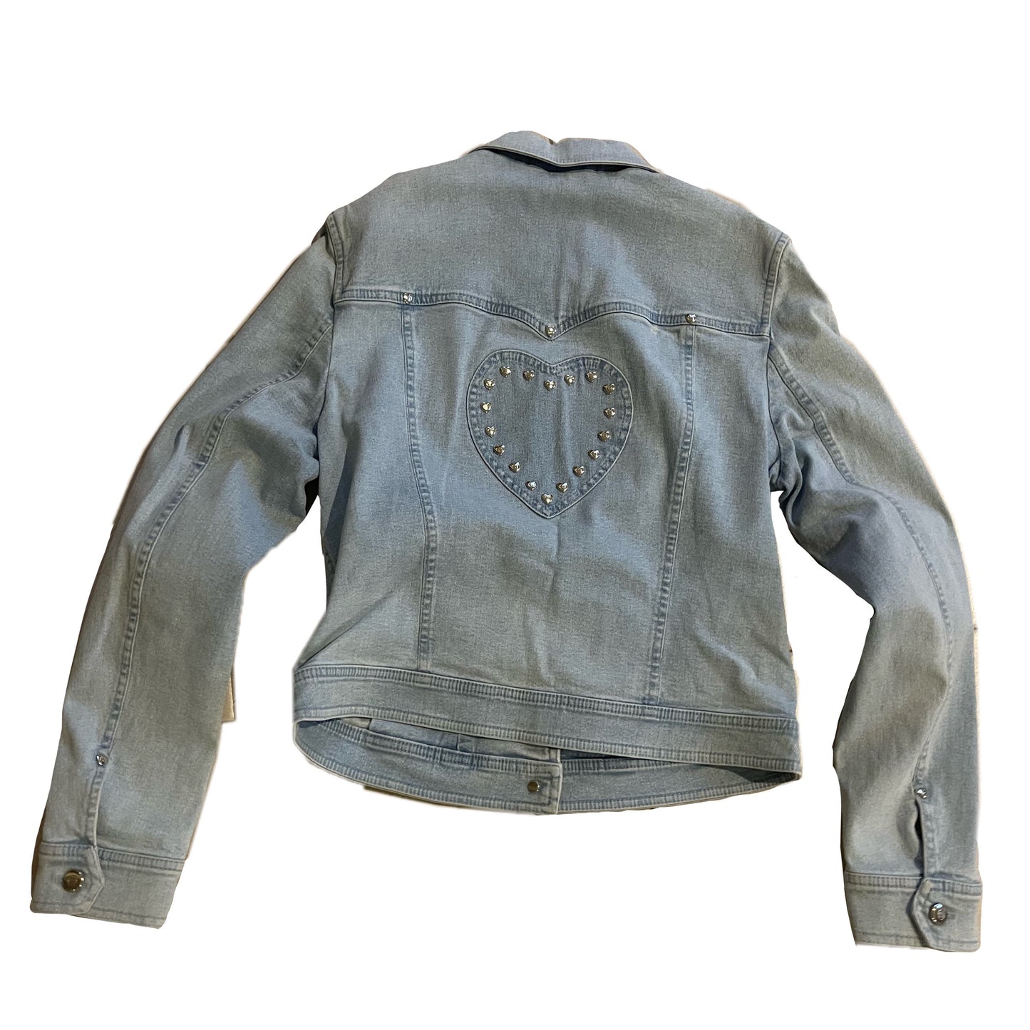Escada Denim Love Heart Studded Two Piece Jacket Jean Set