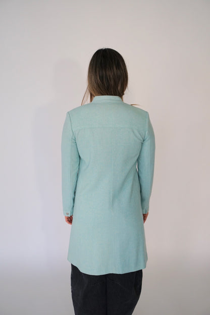 Courreges Glitter Baby Blue Motor Snap Button Coat