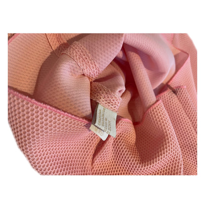 Prada Pink SS Mesh Ruffle Hem w Leather Trim UnderBoob Polo