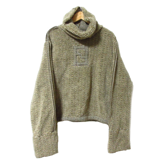 Fendi Logo Knit Fluffy Oversized Turtleneck Sweater