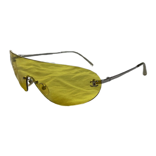Chanel Yellow Tint CC Logo Shield Sunglasses