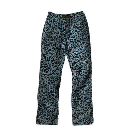 Fendi Blue Leopard Print High Waisted Jeans