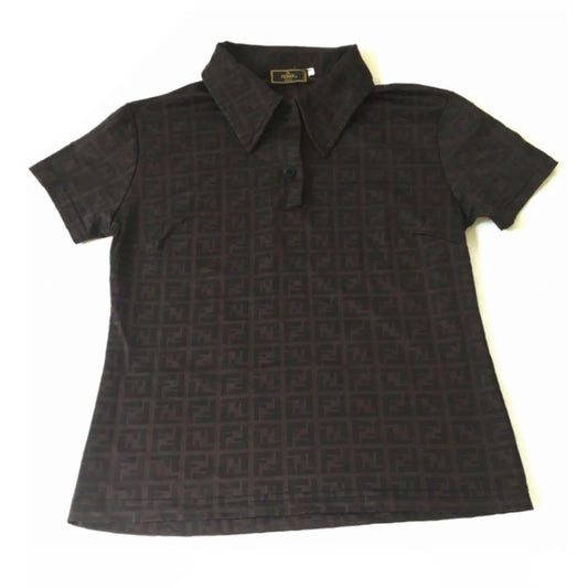 Fendi Brown/Black Zucca Print Polo