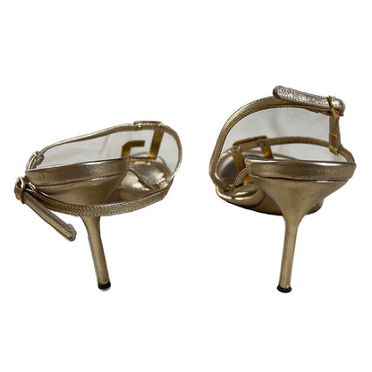 Dolce Gabbana Gold Metal Logo Heels