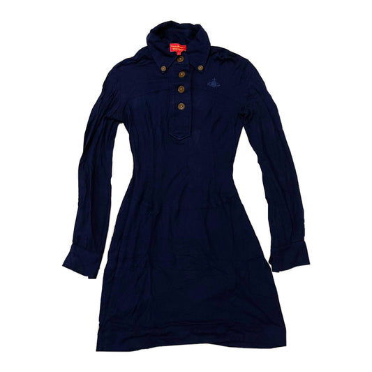 Vivienne Westwood Navy Long Sleeve Polo Mini Dress