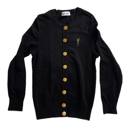 Yves Saint Laurent Studded Logo Knit Button Down Cardigan