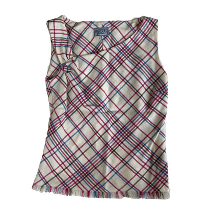 Versace Checkered Cowl Neck Frill Top/Pleated Skirt Set