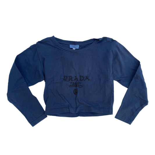 Prada Beaded Logo Long Sleeve Tee