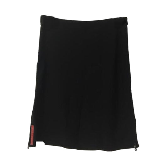 Prada Nylon Black Zip Midi Skirt