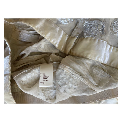 Louis Vuitton Fur Off Shoulder Collar Metallic Floral Applique Silk Top