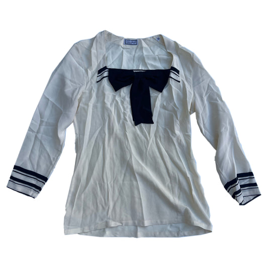 Versace Square Neck Bow Silk Blouse