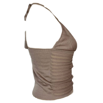 Yves Saint Laurent Silk Halterneck Knit Tank Top