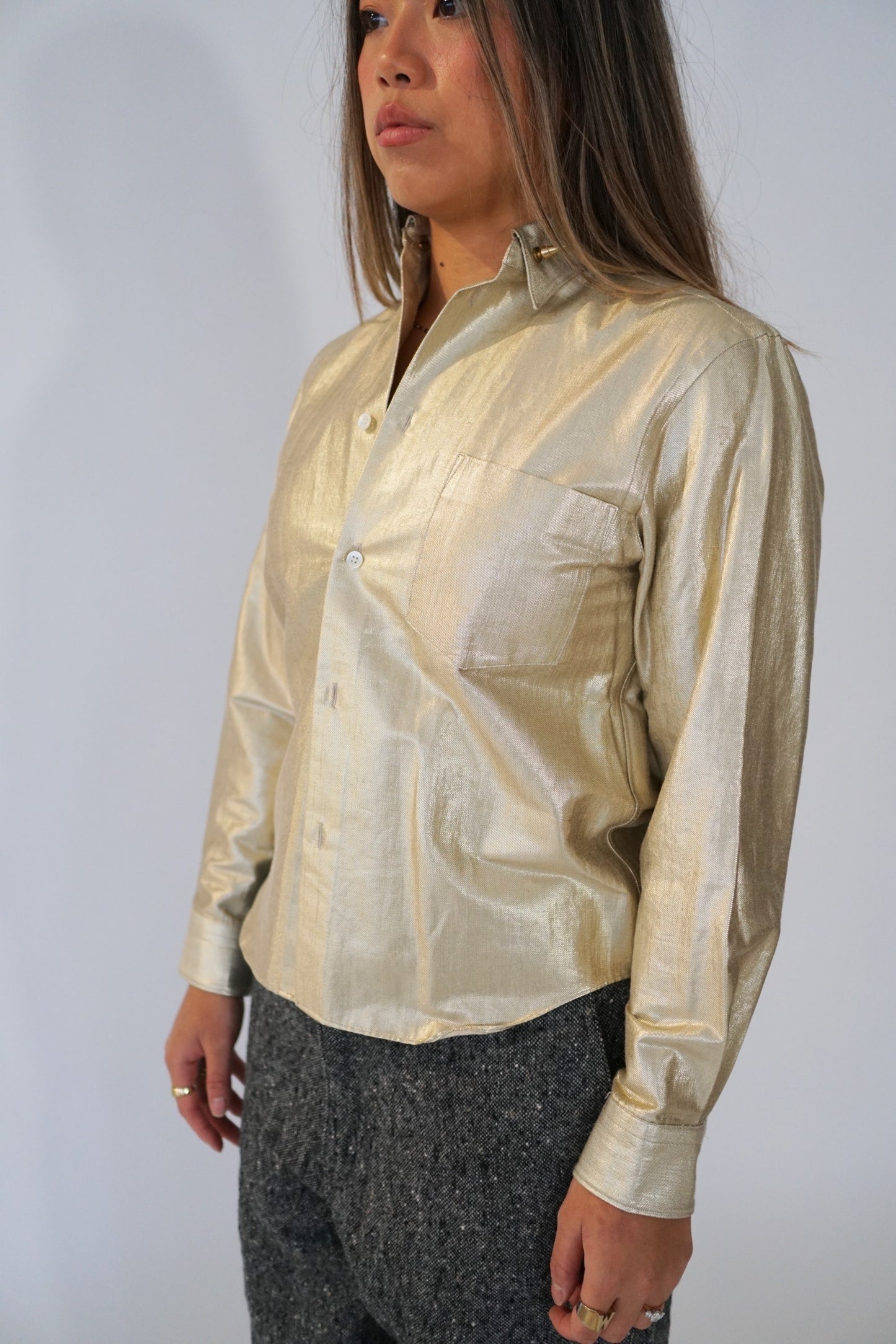 Junya Watanabe Comme Des Garcons Metallic Shirt w StudCollar