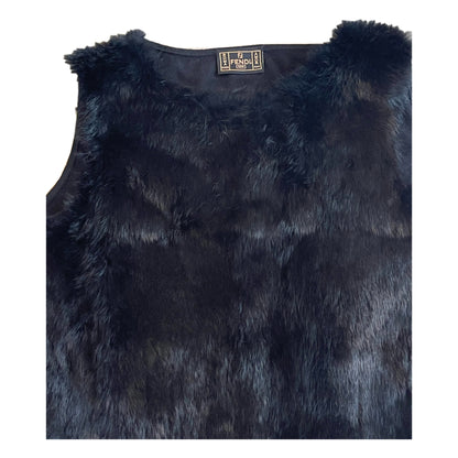 Fendi Fur Front Knit Tank Tie Top