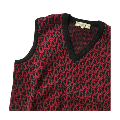 Christian Dior Black/Pink Trotter Monogram Knit Vest