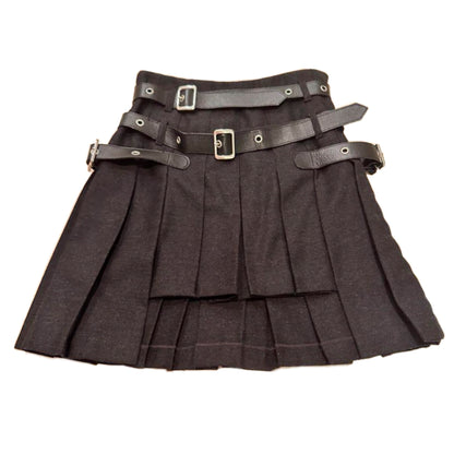 Dolce & Gabbana Triple Buckle Pleated Mini Skirt