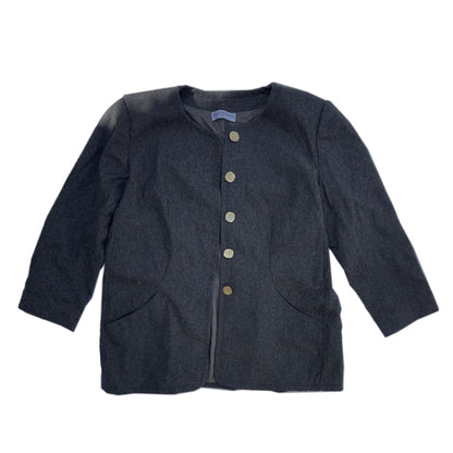Balenciaga Charcoal Wool Gold Button Down Coat