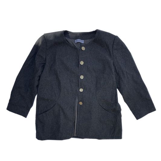 Balenciaga Charcoal Wool Gold Button Down Coat