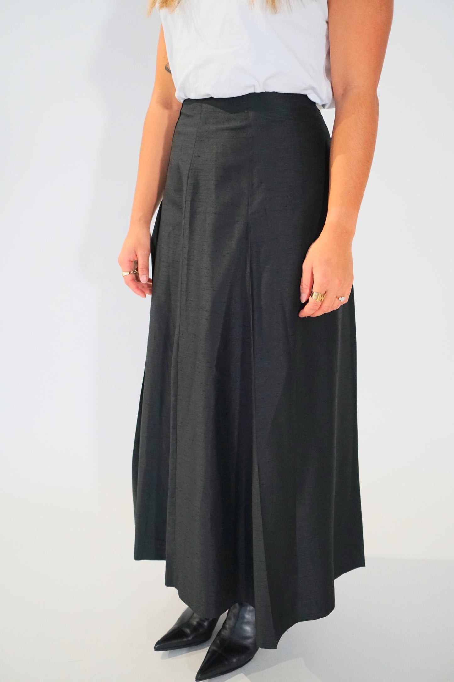 Balenciaga Black Maxi Silk Skirt
