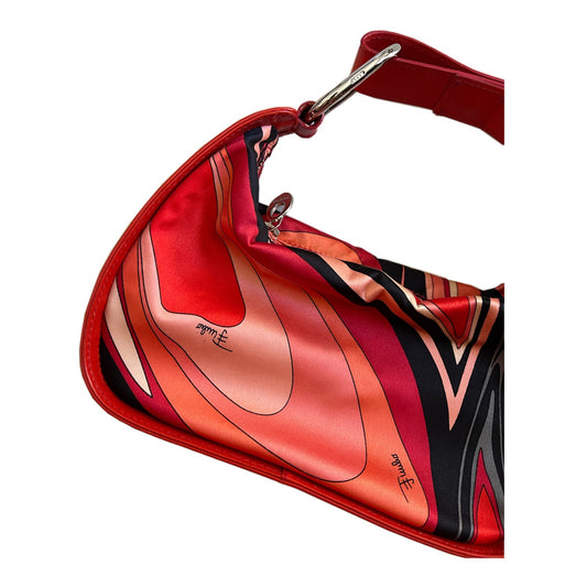 Emilio Pucci Red Pattern Satin Mini Hangbag