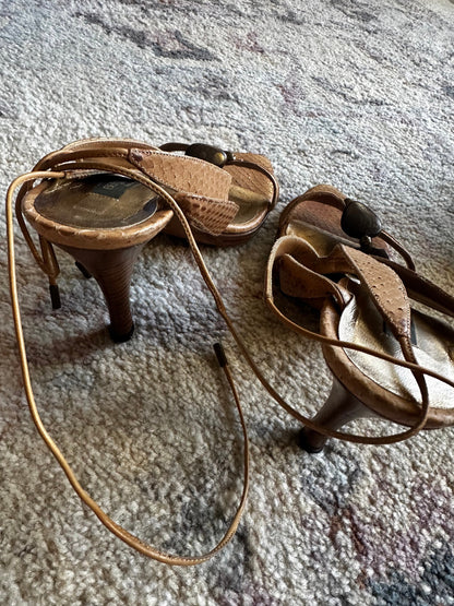 Sergio Rossi Stone Stack Wrap Sandals