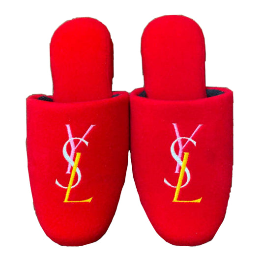 Yves Saint Laurent Red Logo House Slippers