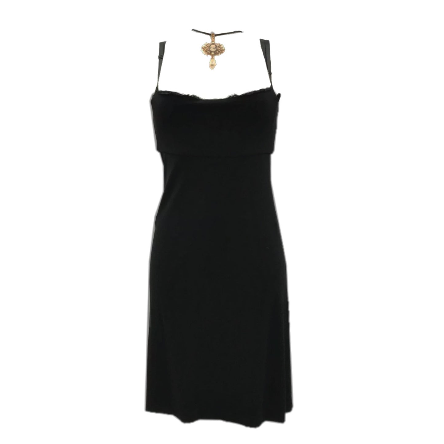 Dolce Gabbana Lace Trim Slip Dress W Cameo Pendant