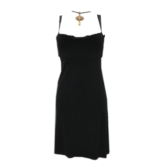 Dolce Gabbana Lace Trim Slip Dress W Cameo Pendant
