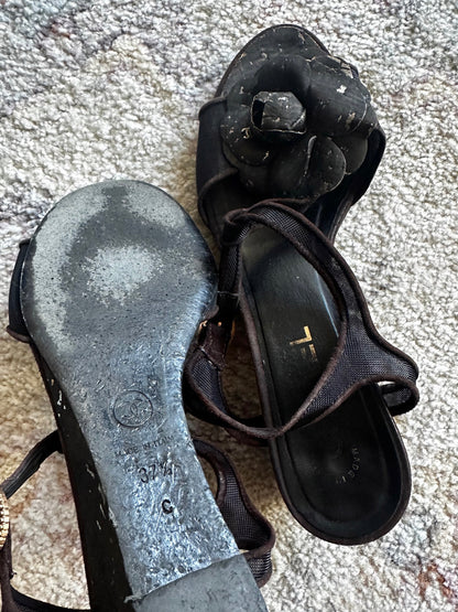 Chanel Camelia Wedge Meag Sandals