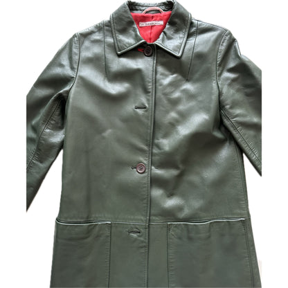 Paul Smith Green Calf Leather Trench Coat