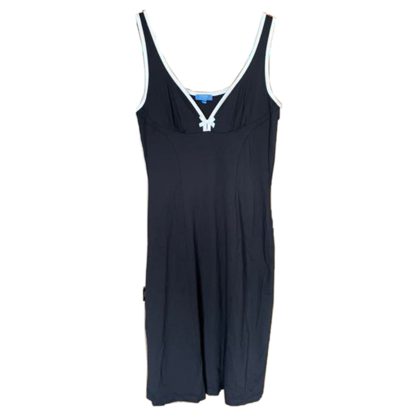 Escada Sport Contrast Trim Sweetheart Midi Babydoll Dress