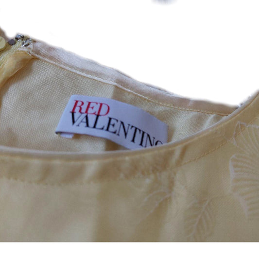 Red Valentino Yellow Tulle Babydoll Floral Sless Dress