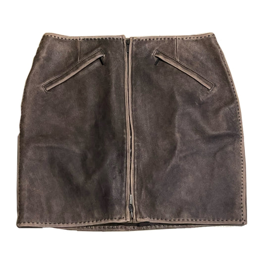 Sportmax Brown Leather Zipper Skirt