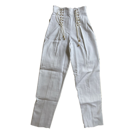 Yves Saint Laurent Lace Up High Waist Tapered Trousers