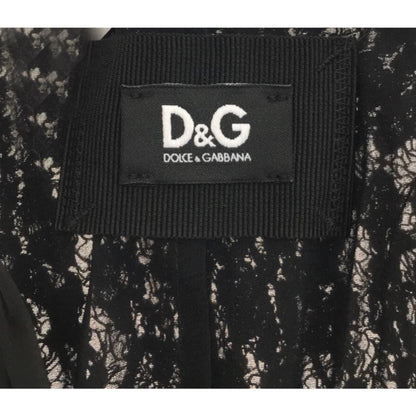 Dolce & Gabbana Lace Crotchet LS Dress Pussybow Neck Tie