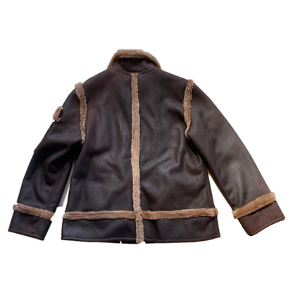 Kenzo Shearling Leather Fur Trim Aviator Jacket