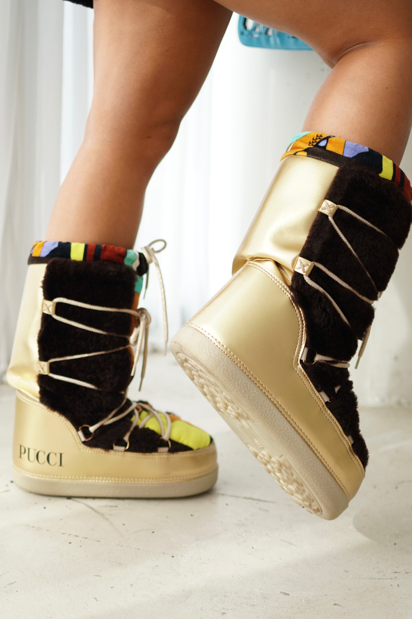 Emilio Pucci Pattern Moon Snow Boots