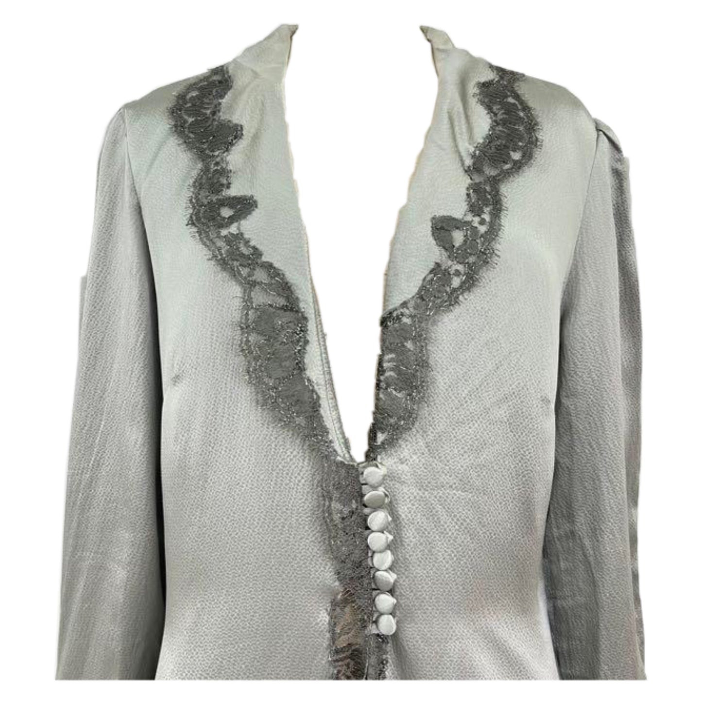 Moschino Boutique Lace Trim Button Down Asymmetrical Tunic Top