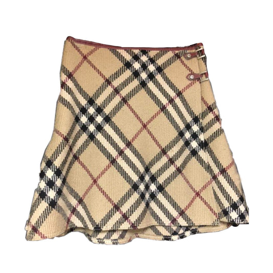 Burberry Blue Label Nova Check A Line Split Buckle Skirt