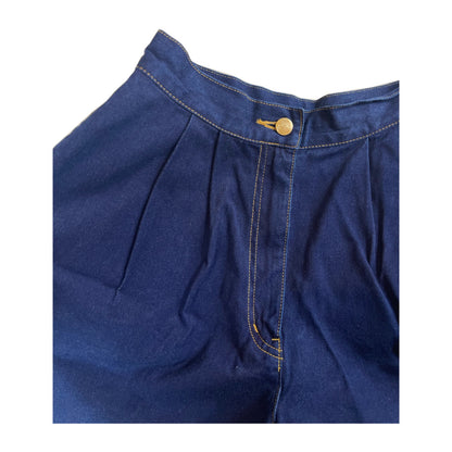 Yves Saint Laurent YSL Rhinestone Logo Denim Bermuda Shorts