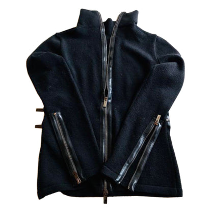 Blumarine Back Zipper High Neck Wool Knit Jacket