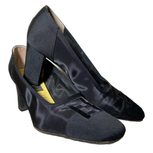 Fendi FF Logo Cap Toe Mesh Block Heels