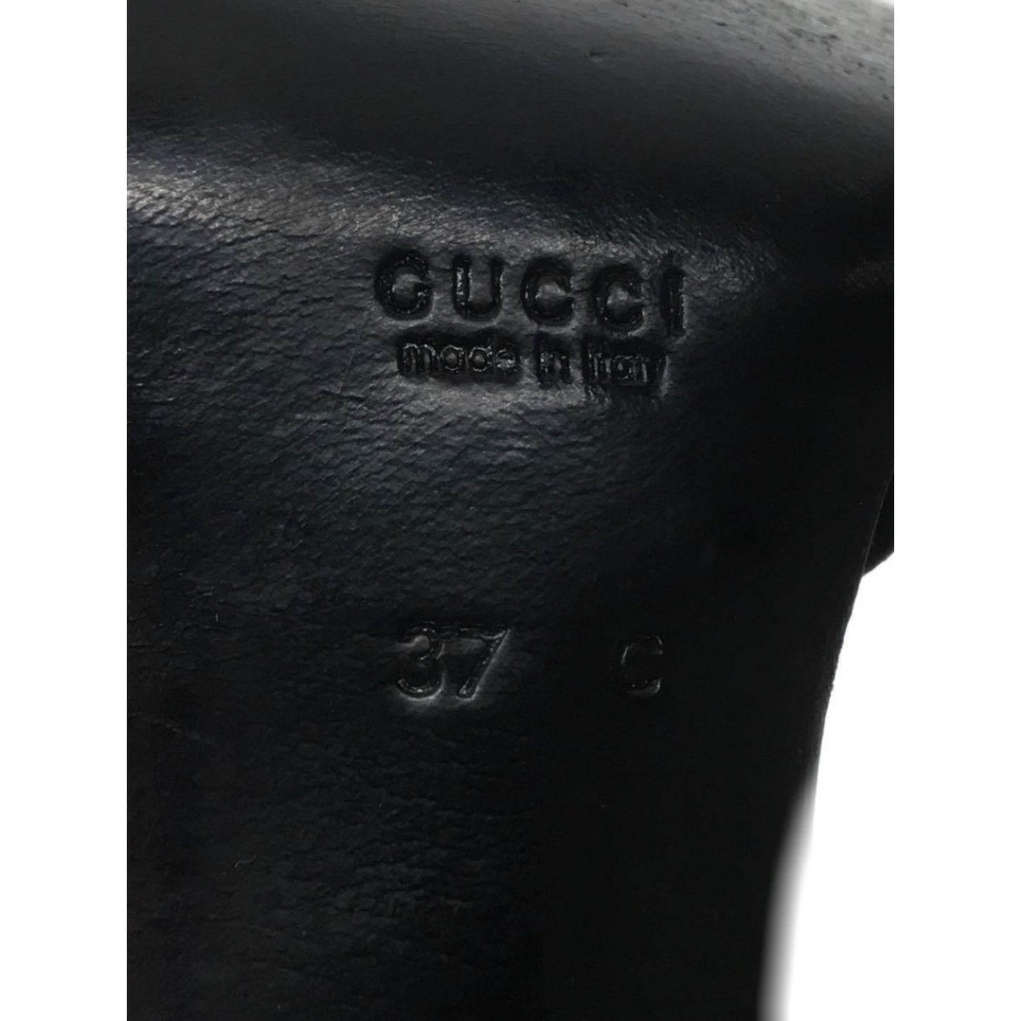 Gucci Suede Point Toe Metal Logo Strappy Heels Sz37